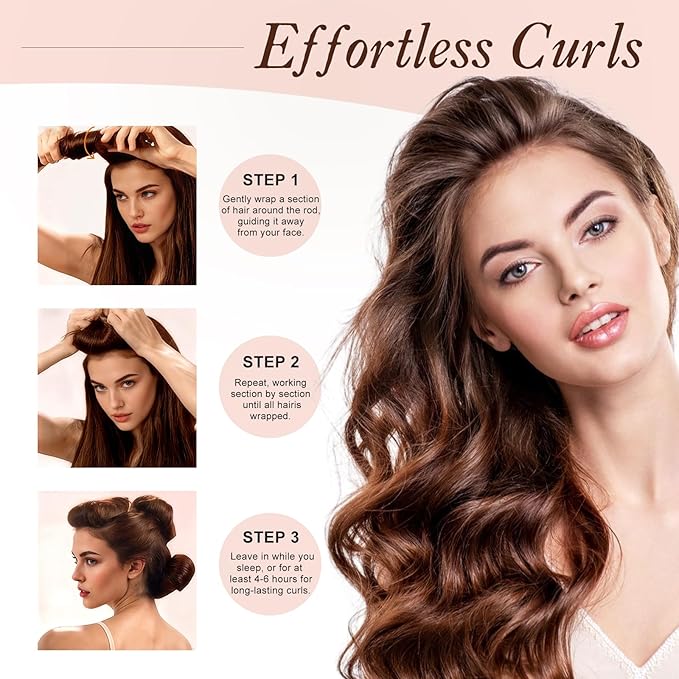 nunflue Heatless Curlers, Jumbo No Heat Hair Curlers Set with Headscarf and Hook for Long Hair