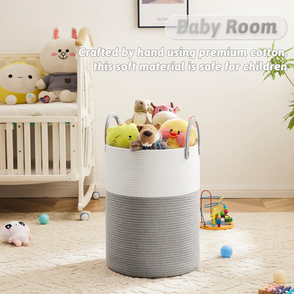 Artfeel Laundry Basket,Woven Cotton Rope Laundry Hamper,100L for Decorative Storage of Dirty Clothes,Toys and Blankets in Bathroom,Baby Room and Living Room