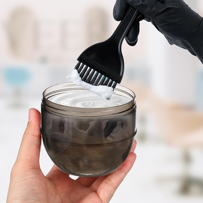 Beavorty Hair Dye Measuring Cup with Double Scale 5.31X3.54X3.54In Hair Color Mixing Bowl and Tint Shaker for Salon and Home Use