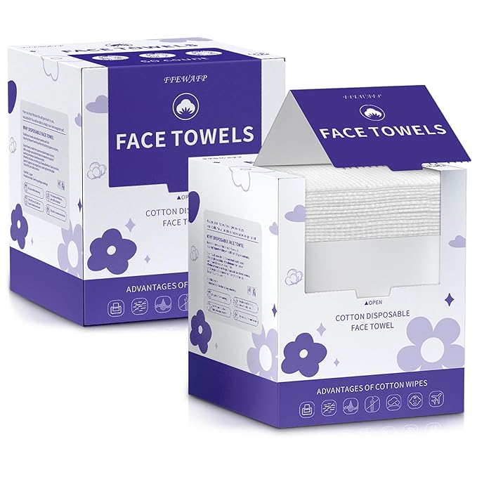 Face Towels, Disposable Face Towelette, Makeup Remover Dry Wipes 100 Count(2 Box), Soft Cotton Dry Wipes Facial Cloths Towelettes for Washing and Drying, Facial Tissue for Cleansing, Skincare