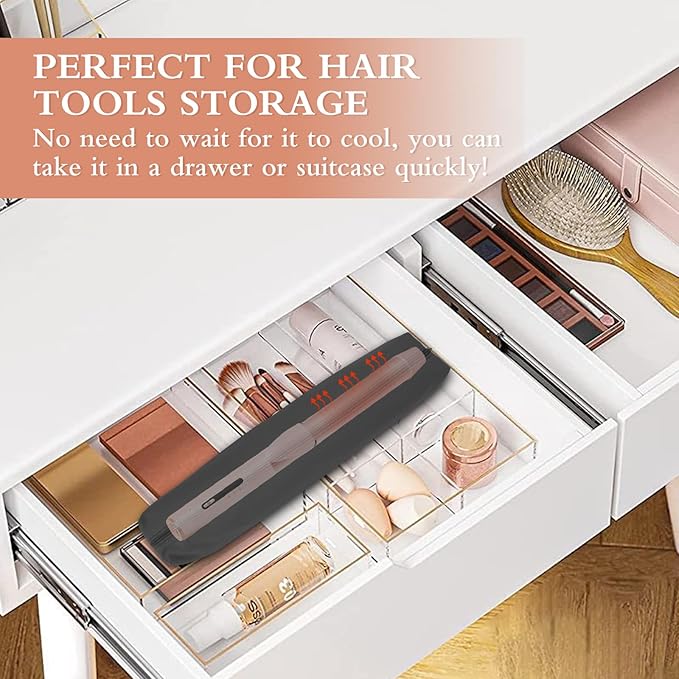 Suafrnut Professional Hot Hair Tools Organizer Bag Portable Travel Heat Resistant Storage Case Pouch for Curling Irons, Flat Irons, Hair Straightener and Styling Tools(17.7" x 3.2"x 3.2")
