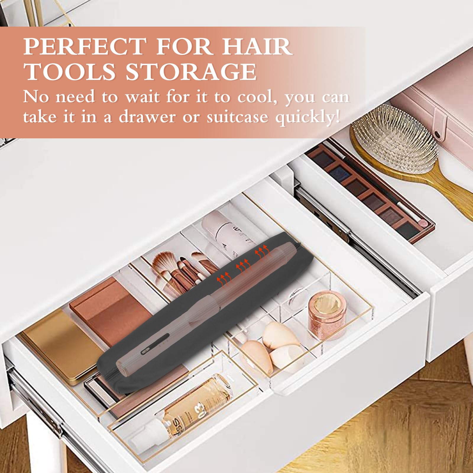 Suafrnut Professional Hot Hair Tools Organizer Bag Portable Travel Heat Resistant Storage Case Pouch for Curling Irons, Flat Irons, Hair Straightener and Styling Tools(17.7" x 3.2"x 3.2")