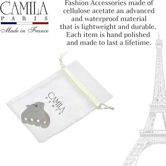Camila Paris CP3735 French Hair Clip for Women, Small 2 inches Girls Hair Claw Clips Jaw Fashion Durable and Styling Hair Accessories for Women, Strong Hold No Slip Grip, Made in France
