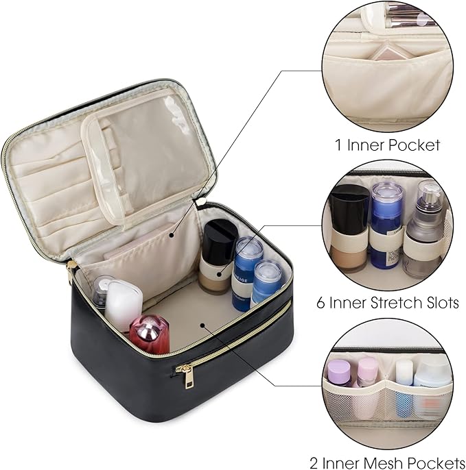 Wandering Nature Makeup Bag, Women Travel Make Up Vanity Case with Handle
