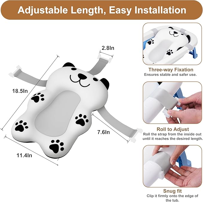 Xinghuifu Dog Bathing Comfort mat– Floating Soft Non-Slip Pad with Adjustable Safety Straps for Small & Medium Dogs, Soothing Bathtub Cushion for Pets