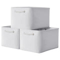 TheWarmHome Storage Basket for Shelves - 15.8x11.8x11.8 inch 3 Pack Fabric Storage Cubes, Collapsible Storage Bin for Organizing Organizer Closet Book Gift Dog(White)