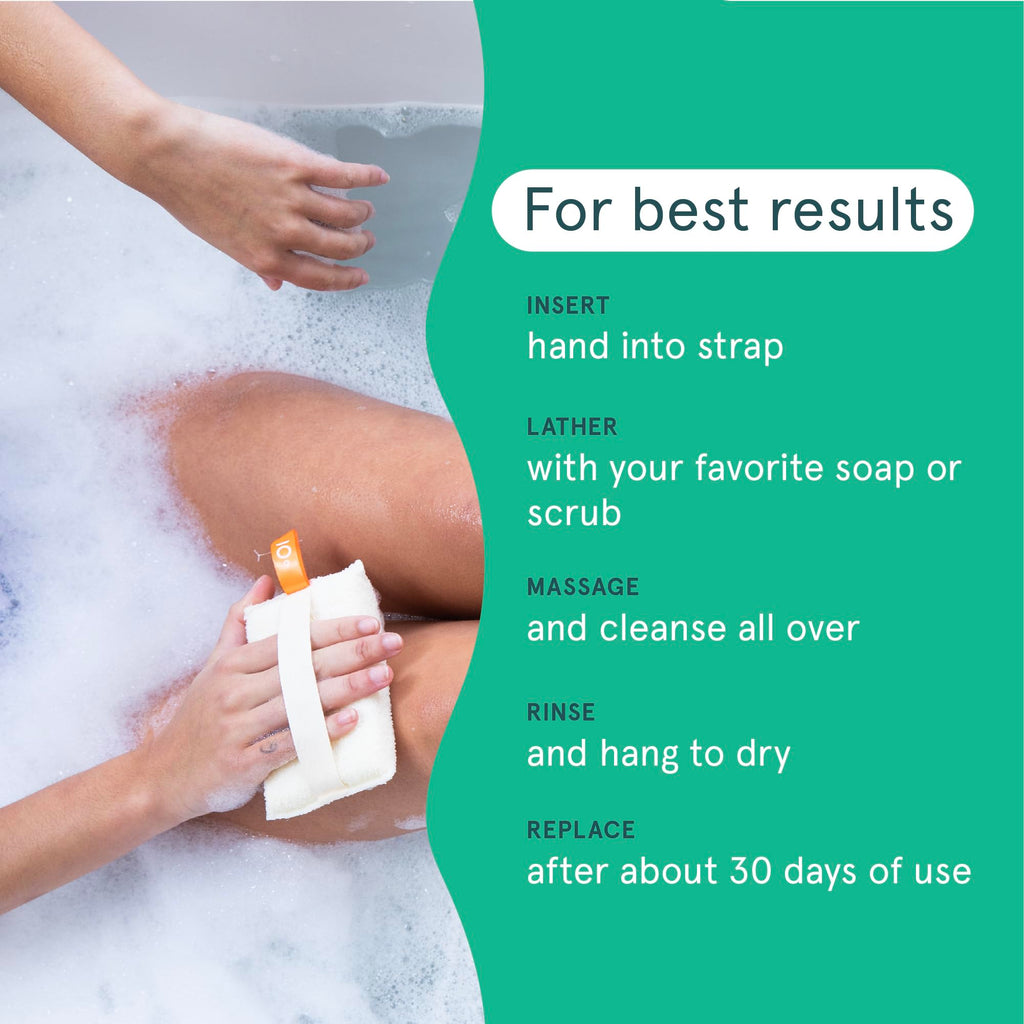 Cleanlogic Organic Cotton Small Exfoliating Body Scrubber (3.3 x 5.5 in) – Deep Cleansing Shower Exfoliator for Athletes, Fast-Drying Dead Skin Remover for Full Body – 3 Count Value Pack
