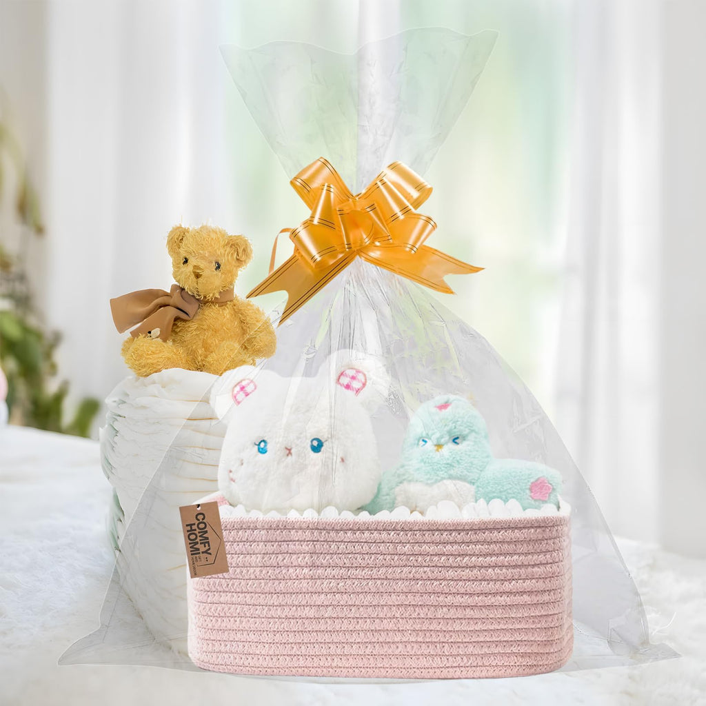 COMFY-HOMI 11.5"x7.5"x4.7" Storage Baskets for Organizing | Cotton Rope Woven Basket | Toy Storage Bin Box | Basket for Shelves, Closet Organizer Bin, Decorative Closet Shelf, 1 Pack
