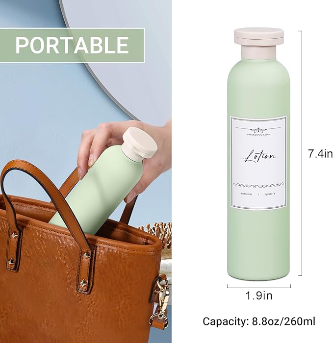 UMETASS 8.8oz Travel Essentials Shampoo Bottles for Toiletries,Empty Plastic Squeeze Bottles with Flip Cap for Tavel Size Shampoo and Conditioner (3 pack, green)