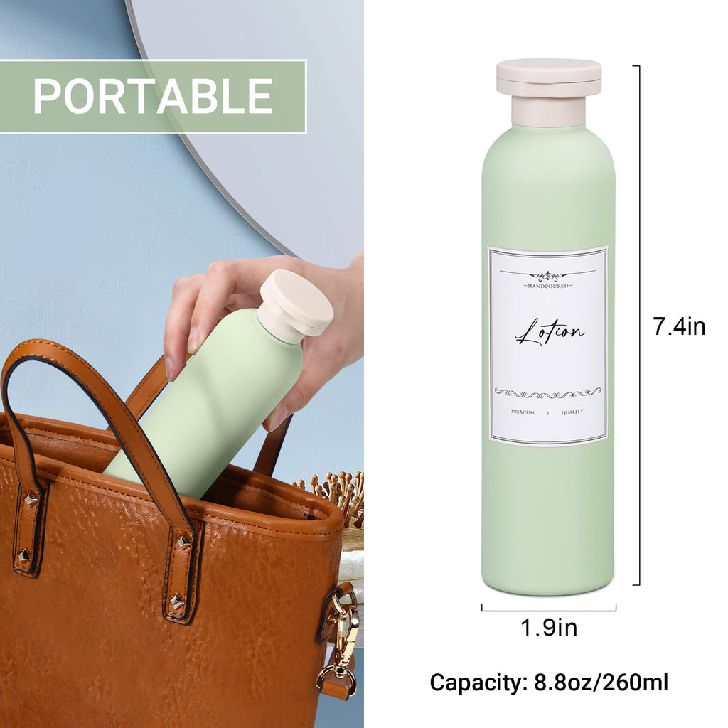 UMETASS 8.8oz Travel Essentials Shampoo Bottles for Toiletries,Empty Plastic Squeeze Bottles with Flip Cap for Tavel Size Shampoo and Conditioner (3 pack, green)