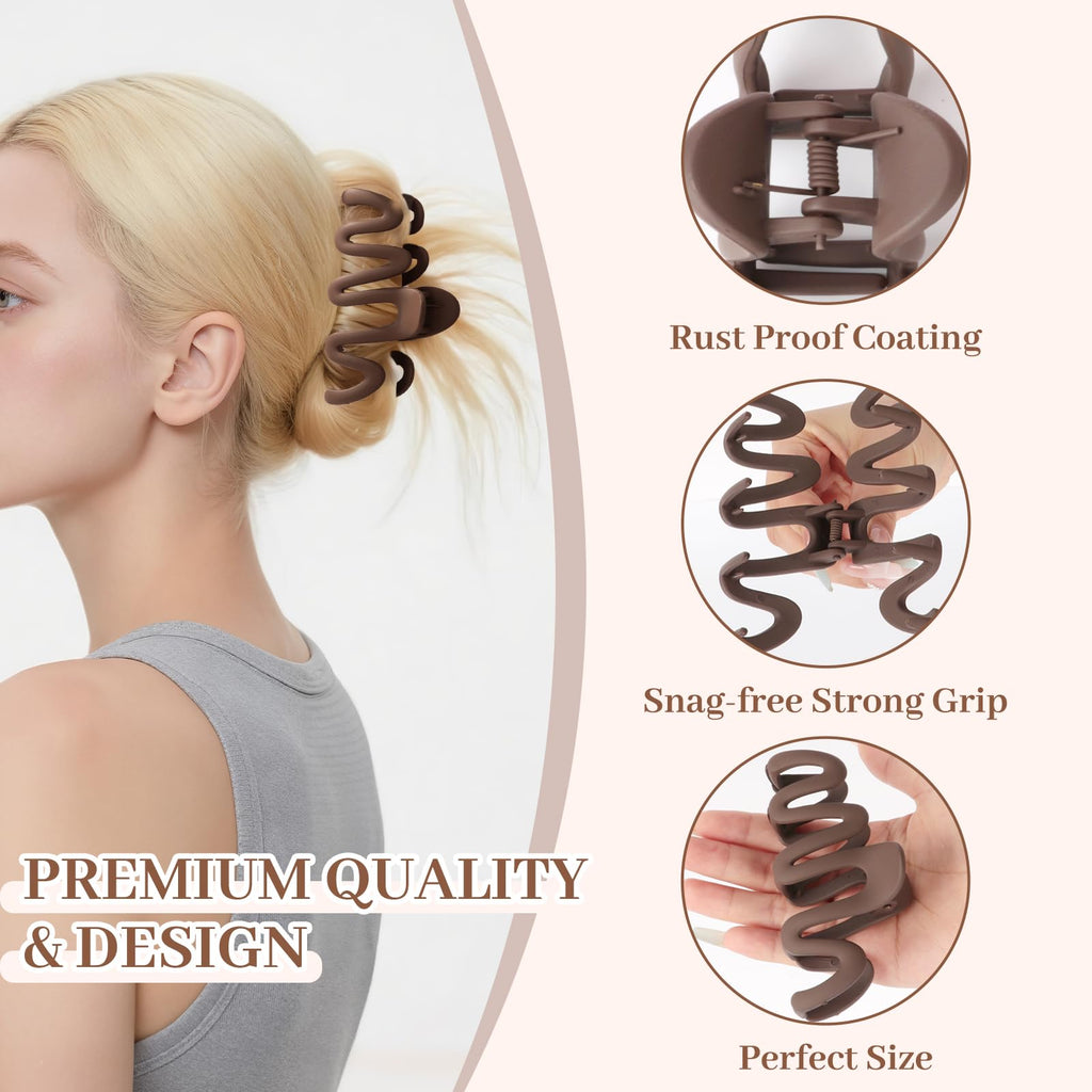 Matte Non-Slip Large Hair Clips for Women 8PCS (Neutral Colors)