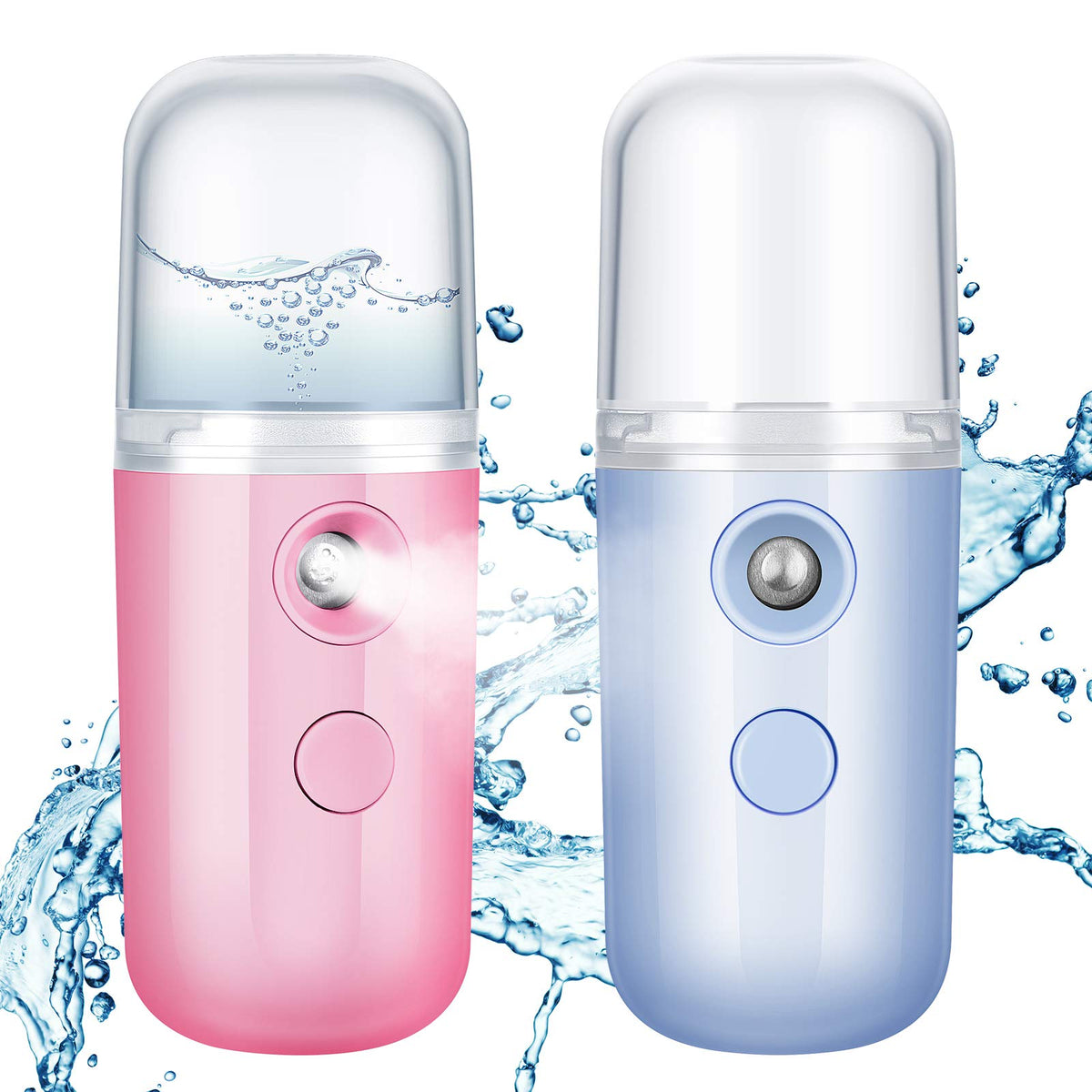 Honoson 2 Pack Nano Facial Mister Portable Sprayer(Black and Blue)