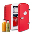 HealSmart 4L Mini Fridge with Observation Window, 6 Can Capacity, Freon-Free and Portable Cooler and Warmer, Cosmetics/Food/Beverage, Red New