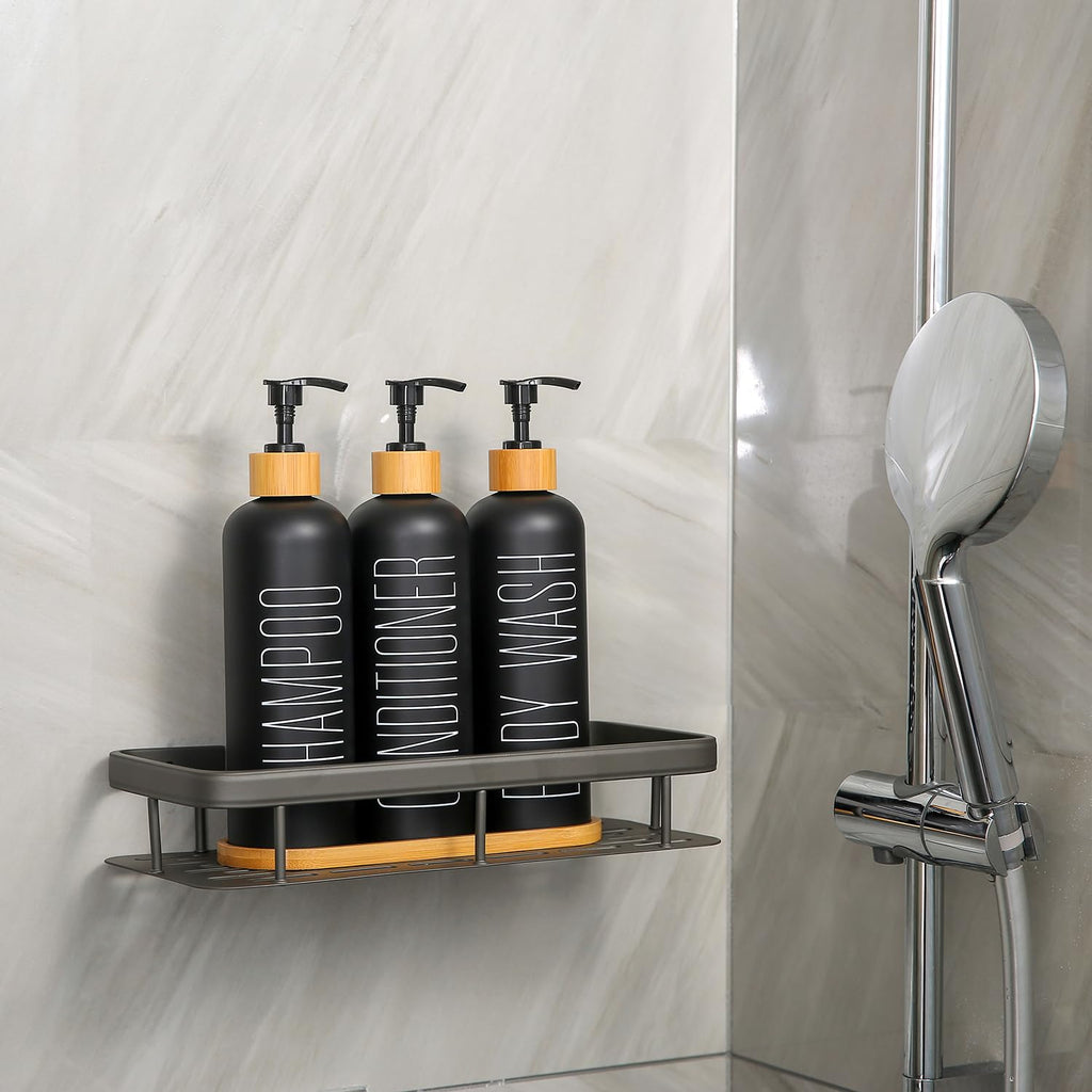 Prus Waso Shampoo and Conditioner Dispenser, Black