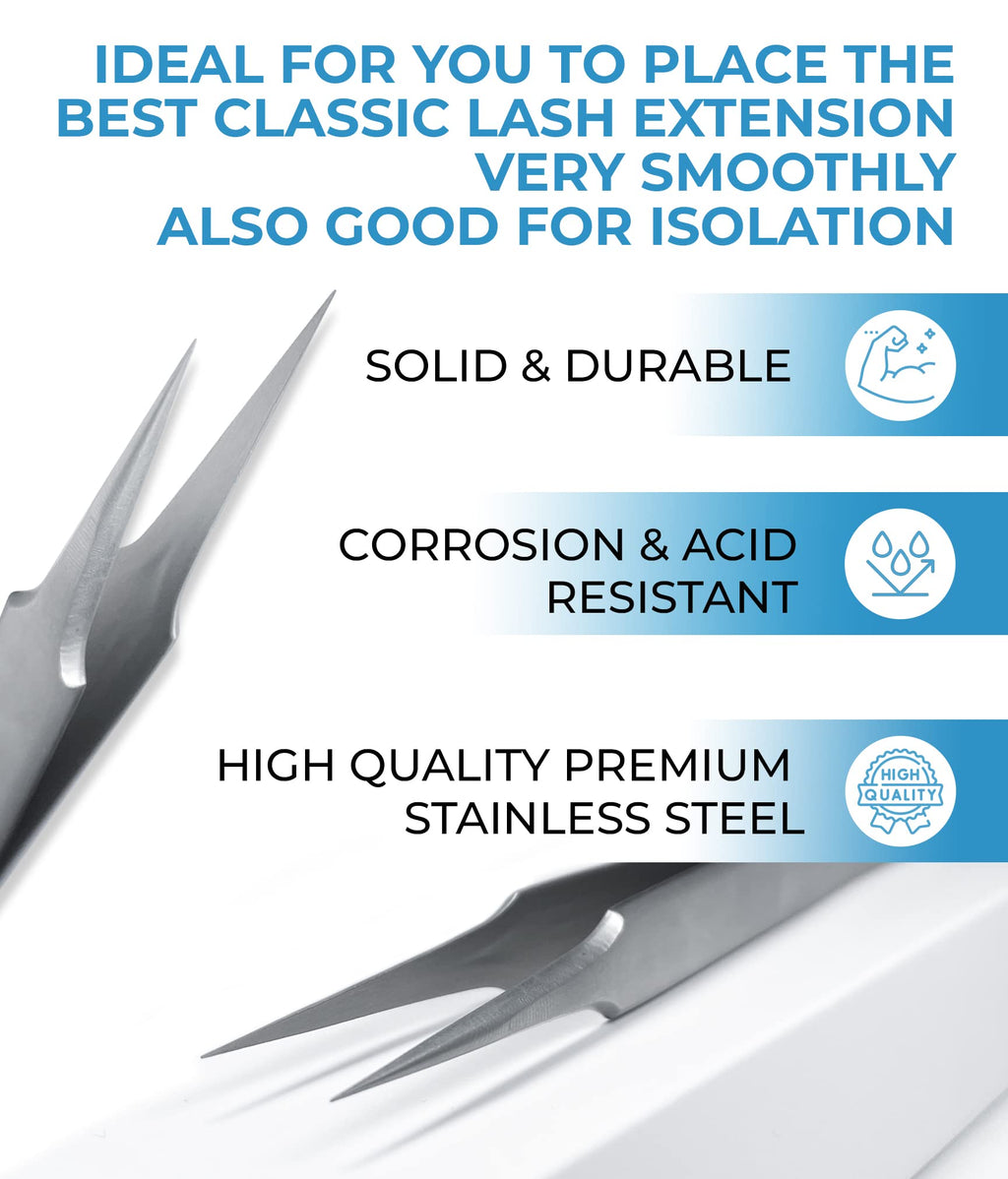 Stacy Lash STL-4 Isolation Eyelash Extension Tweezers/Supplies for Classic Extensions & Individual False Mink Lashes/Precision Eyelashes Separator Tool/Beauty Accessories/Sharp Tweezer Tip