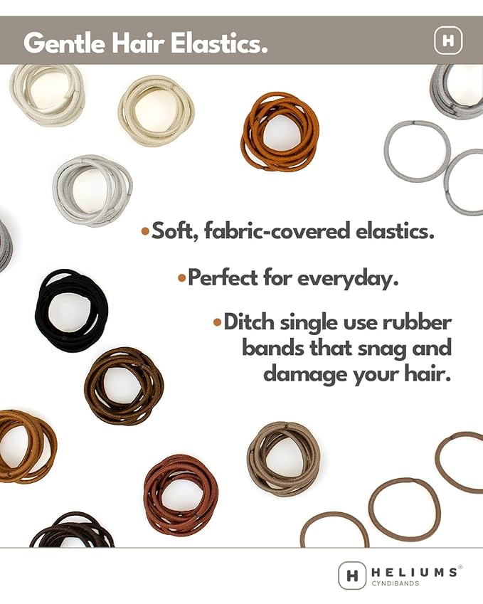 Heliums Small Hair Ties - Sandy Blonde - No Damage Mini 1 Inch Reusable 2mm Elastics for Thin Hair and Kids, Neutral Ponytail Holders - 48 Count