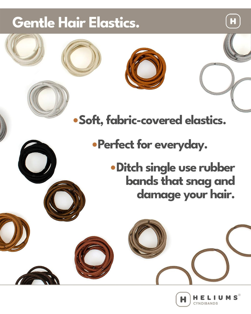 Heliums Small Hair Ties - Beige Blonde - No Damage Mini 1 Inch Reusable 2mm Elastics for Thin Hair and Kids, Neutral Ponytail Holders - 48 Count