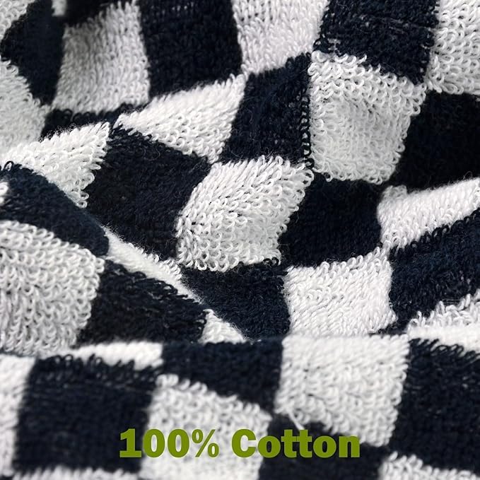 Washcloths 12 Pack Checkered - Wash Cloths for Showering (13"x13") in Black