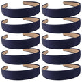 Wecoe Hairband, 10 Pack Satin Headbands 1.3 Inch Wide, Dark Navy Blue, for Women and Girls, Non Slip Fashion Hair Bands, DIY Holiday Hair Accessories