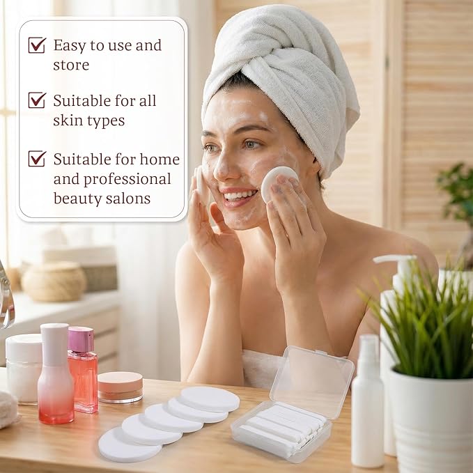 AOZUO 360 Pcs White Compressed Facial Sponges, Round Compress Face Sponge for Estheticians Soft Compressed Makeup Sponges with Travel case Face Exfoliating Pads for Washing SPA Makeup Removal