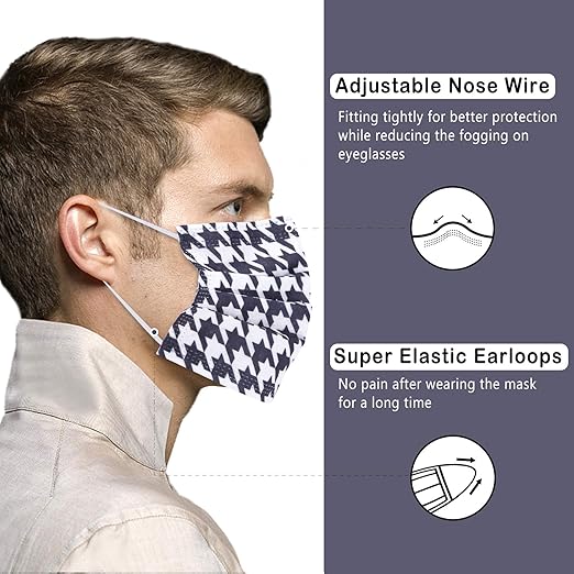 Borje Disposable Face Masks Breathable Face Mask 3 Ply with Elastic Earloops Mouth Cover 50 Pcs