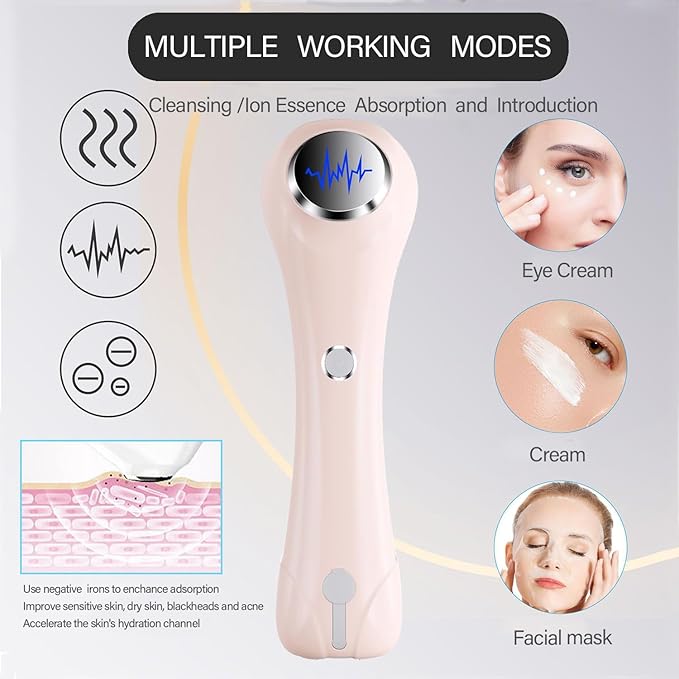 Facial Cleansing Brush, 2 in 1 Ｗaterproof IPx7 Facial Spin Scrubber Set with 4 Brush Heads, Rechargeable Exfoliating Face Brush Deep Cleansing, Gently Exfoliate and Remove Blackhead (Pink)