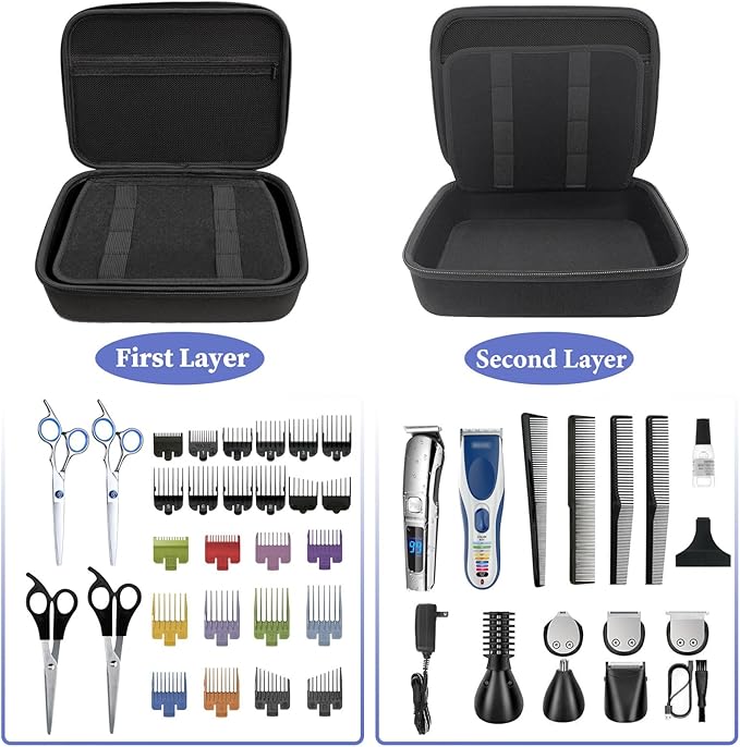 Klawdsky Hard Clipper Case for Barbers, Hair Clippers Travel Case for Hatteker/Oneisal/Wahl 5star/Andis Razor Guard Grooming Kits, Hair Cutting Barber Supplies Holder, Trimmer Organizer Storage Bag