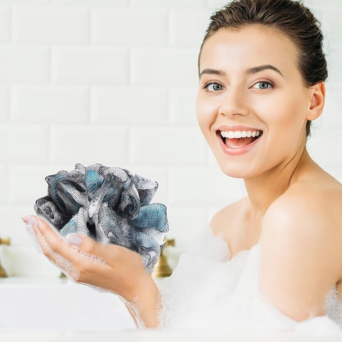 Loofah Sponge 60g/Piece, Bath Sponge Pouf Shower Loofah Body Scrubber Exfoliator Pack of 4