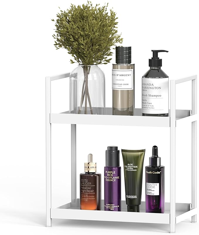 Oasiteege 2 Tier Bathroom Counter Shelf Organizer for Skincare Makeup
