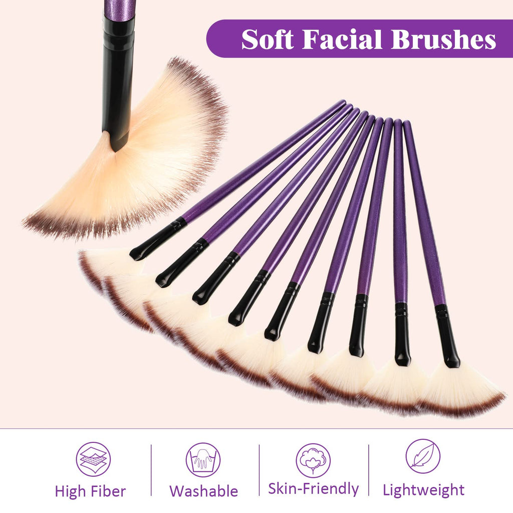 9 Pieces Facial Fan Mask Brushes, Soft Facial Applicator Brushes Tools for Peel Glycolic Makeup for Mud Cream(Purple)