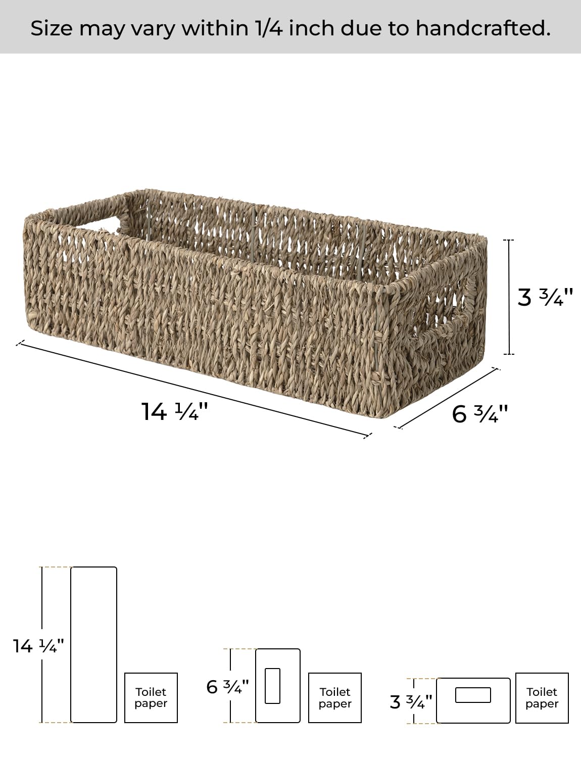 StorageWorks Wicker Seagrass Baskets, Toilet Basket Tank Topper