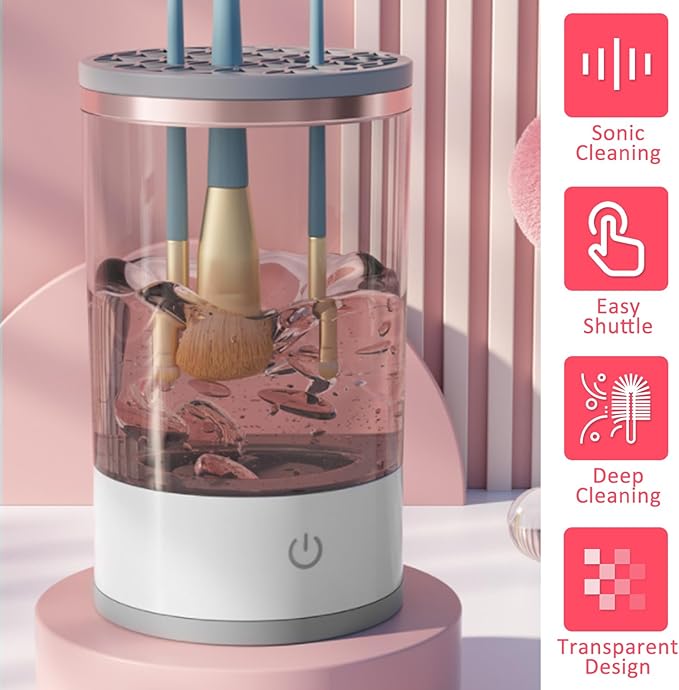 Abizarch Electric Makeup Brush Cleaner Portable Makeup Brush Cleaner Machine USB Powered Cosmetic Brush Cleaner Deep Cleaning Cosmetics Brushes Cleaning Tools for Makeup Brush 16x9x9cm(White)