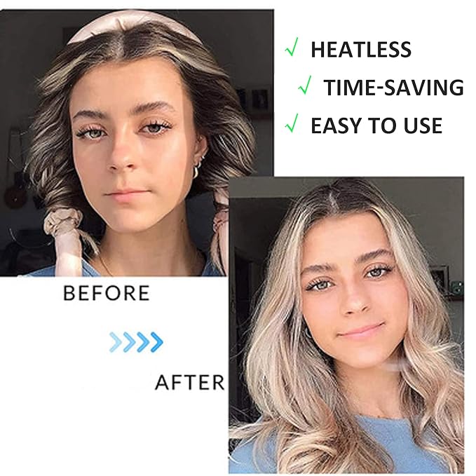 AUITRONCARE Heatless Hair Curlers for Long and Medium Hair,Silk Curls Headband with Gift Box,Satin Curling Rod Headband,No Heat Rollers to Sleep in Overnight(Black) (HC-BOX-BLACK)