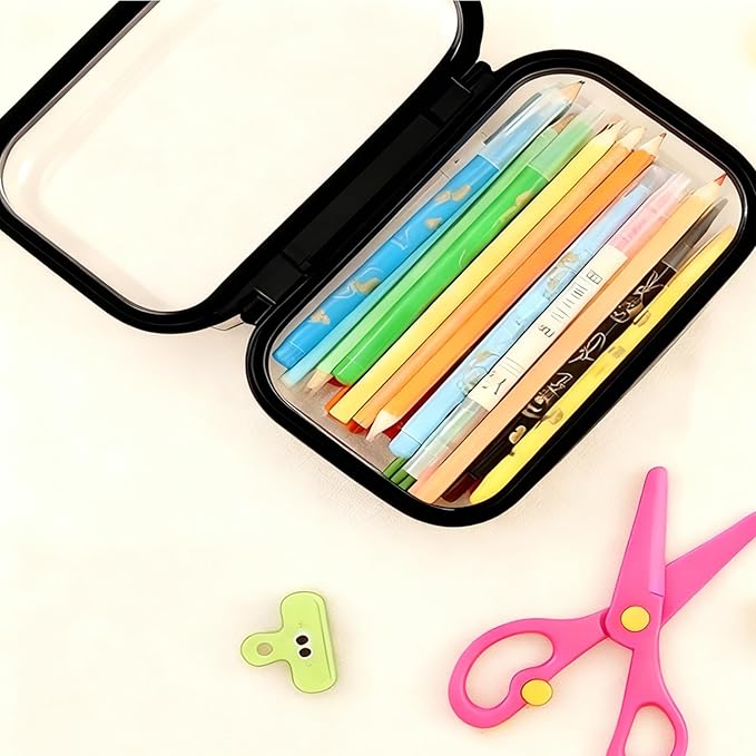 2 PCS Black Small Clear Hard Shell Zipper Case for Snacks & Cosmetic Tools