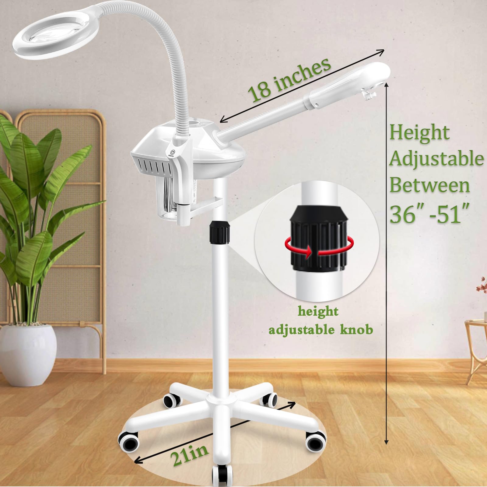 Salon Señor Professional Facial Steamer with 5X Magnifying Lamp,White