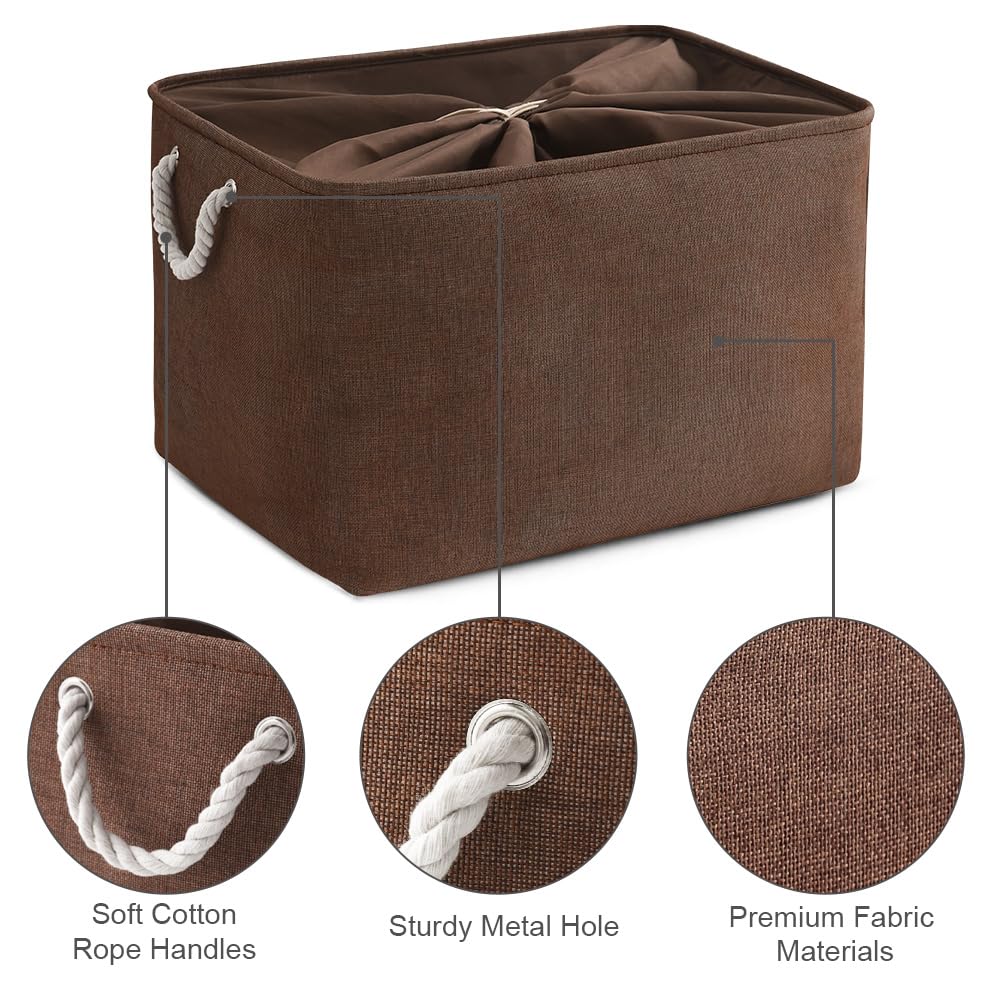 TheWarmHome Organization and Storage for Organizing - Extra Jumbo 3 Pack 20.5x15.7x13.8 inch Fabric Storage Bin for Shelves, Storage cubes for Decorative Shoes Towel Blanket Closet (Brown)