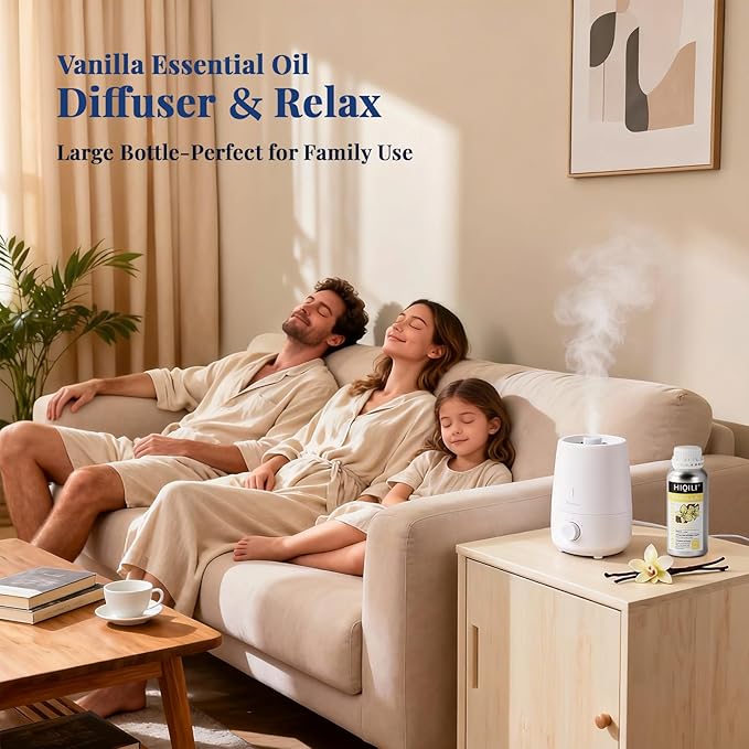 HIQILI Vanilla Essential Oil Bulk, Strong Scent for Candle Soap Making