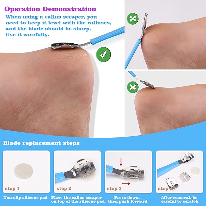 Pedicure Kits - Callus Remover for Feet, 23 in 1 Professional Manicure Set Pedicure Tools Stainless Steel Foot Care, Foot File Foot Rasp Dead Skin for Women Men Home Foot Spa Kit, Blue23