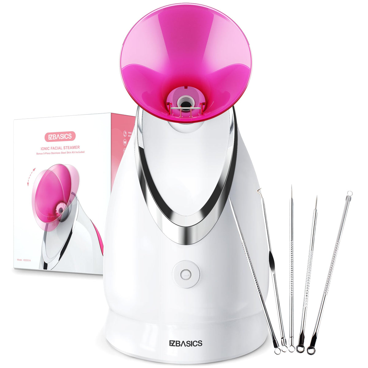 EZBASICS Facial Steamer, Nano Ionic Warm Mist for Facial Deep Cleaning Blue