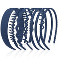 VELSCRUN 7 Pcs Different Headbands for Women Navy Blue Hair Bands for Women's Wavy Curly Hair Non Slip Plastic Head Bands with Teeth Comb Headband Face Wash Hair Accessories Gifts for Women Gilrs