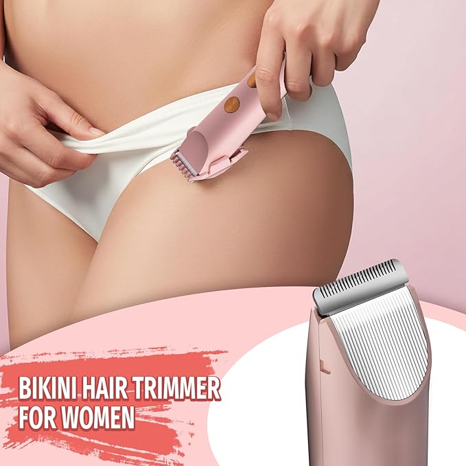 Bikini Trimmer for Women, 2 in 1 Electric Shaver for Women, Rechargeable Electric Razor Body Hair Trimmer Wet & Dry Use