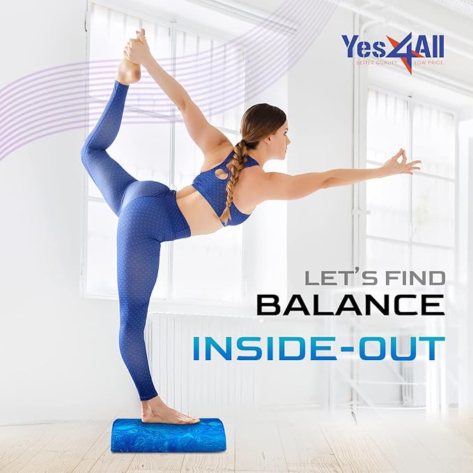 Yes4All Half Round Foam Roller, EVA Firm Half Foam Roller for Yoga, Half Yoga Back Roller for Muscle Massage for Pilates, Balance & Core Exercises - 12/36 inches - Blue, 12 inches