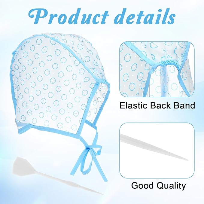6 Pcs Hair Highlighting Caps, Hair Coloring Cap with Plastic Hooks Disposable Highlighting Dyeing Cap for Salon Hairs Dyeing Hairdressing