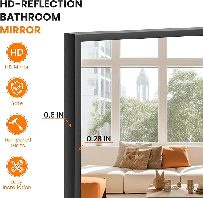 Bathroom Vanity Mirror for Wall, 30"x48" Bathroom Mirror for Over Sink
