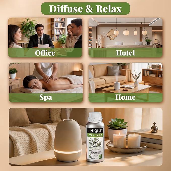 HIQILI Tea Tree Oil for Skin, Hair, Nail, Diffuser, Soap Making