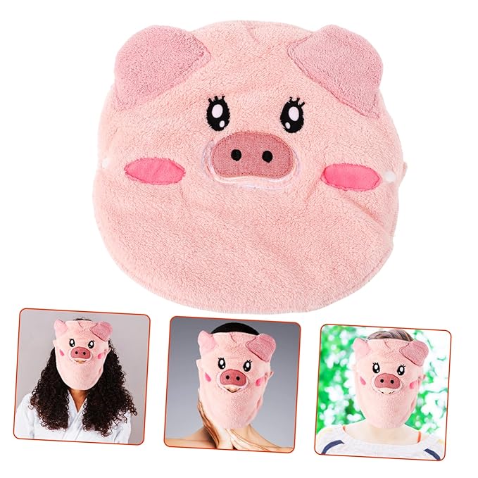 Face Steaming Towel for Skin Care Reusable Cartoon Pig Facial Mask Moisturizing Hot Cold Compress for Home Use Beauty Salons Versatile Face Drying