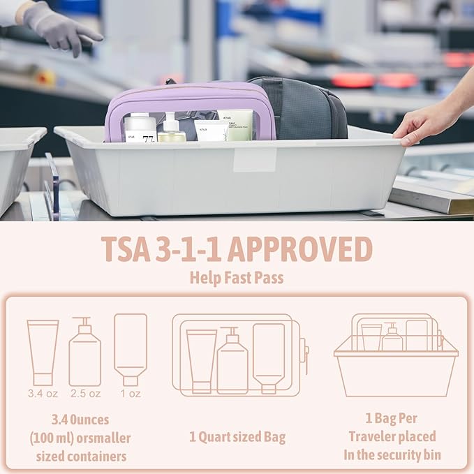 YOPCDJ 3PCS Clear Toiletry Bag,TSA Approved Travel Pouch with Zipper for Cosmetics and Toiletries，Diaper Bag Organizer Pouch Set, Purse Organizer and Clear Car Bag for Women and Kids