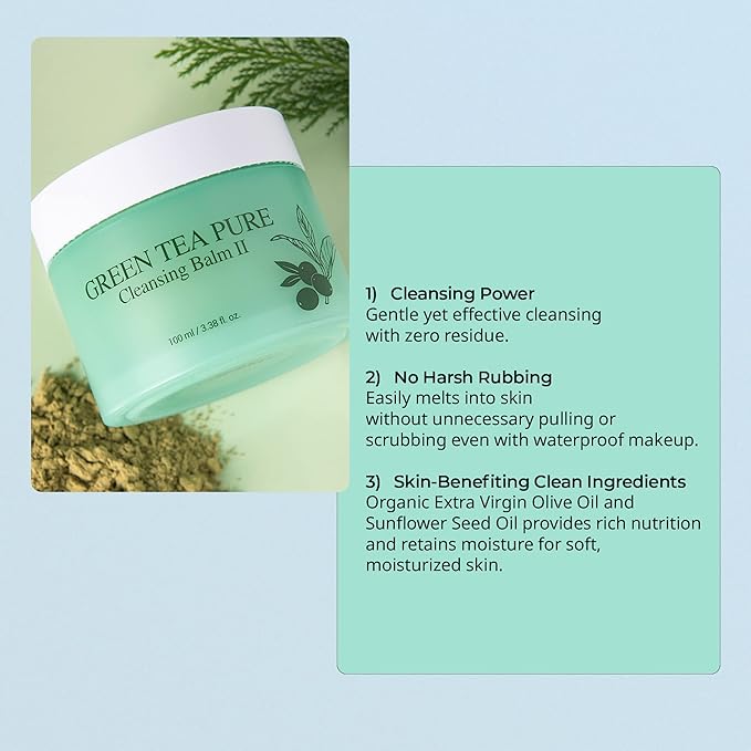 YADAH Green Tea Matcha Sorbet Cleansing Balm II (3.38 fl oz) – Makeup Remover for Sensitive Skin, Gentle Melting Balm, Hydrating, Residue-Free, Vegan