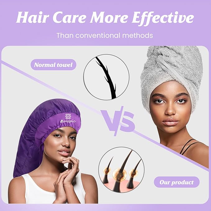 Bonnet Hair Dryer Attachment - Bonnet Hood Dryer with Headband That Reduces Heat Around Ears and Neck, Use for Hair Styling, Hair Drying, Curling and Deep Conditioning (Purple)