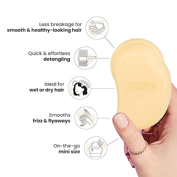 Tangle Teezer Original Detangler Mini Hair Brush, Buttercup Yellow